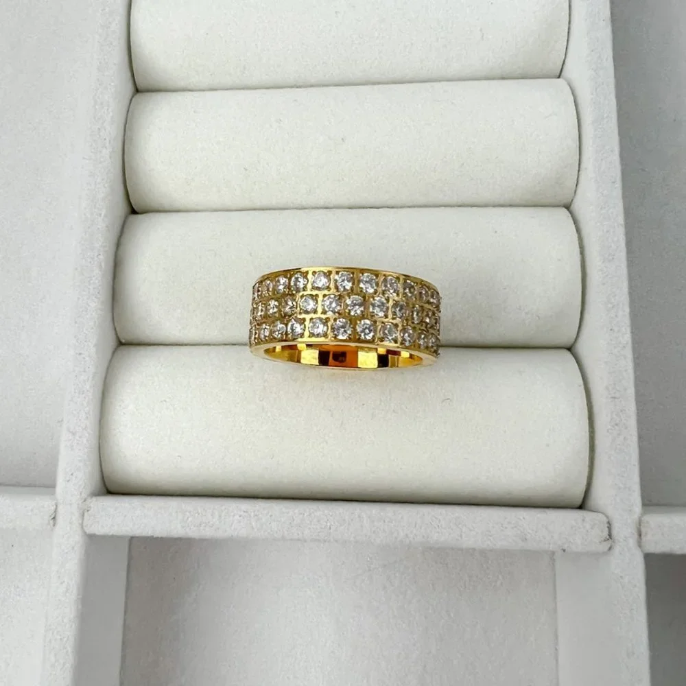 Gold Plated Full Eternity Wide Band Ring Chunky Ring For Women Gold Plated Ring - Picture 3 of 7